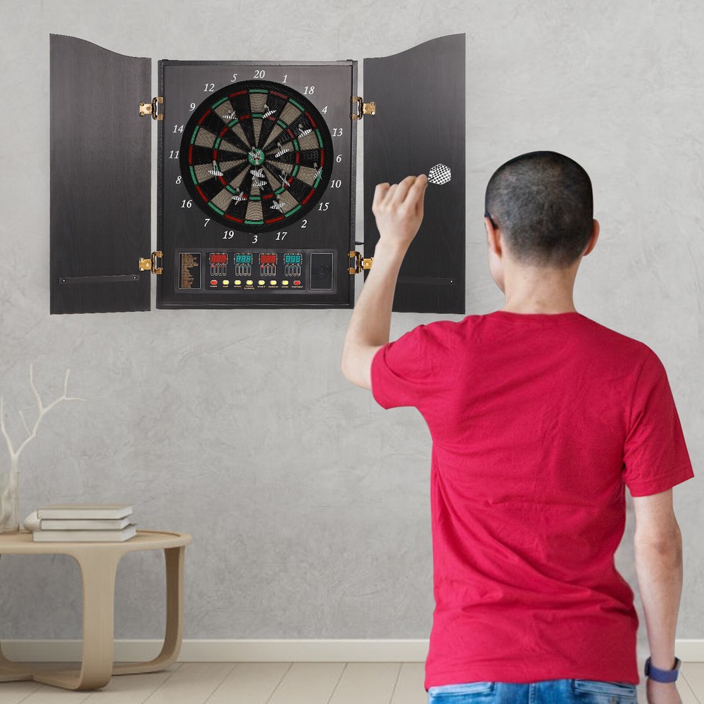 Electronic Dartboard Cabinet - Modern Black Dartboard Cabinet Set Dart