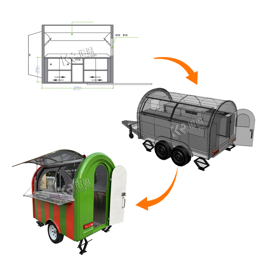 food truck trailer mobile kitc - огляд і ціна Hot Dog Vending Cart